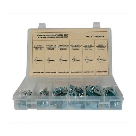 Titan Fasteners 60 Piece Toggle Bolt w/ Wing Spring Assortment - Combo Phillips/Slotted Round Head - Steel - Zinc TFP6UAB60